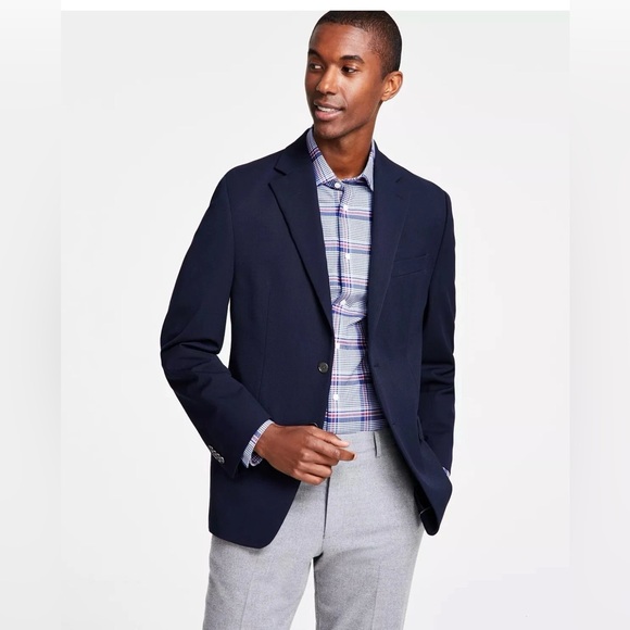 Michael Kors Navy Blue Men's Classic-Fit Stretch Solid Blazers Size 44R